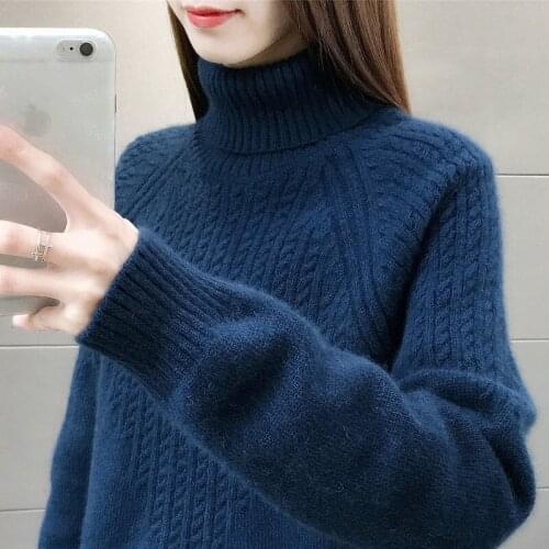 Autumn Winter Thick Warm Korean Soft Turtleneck Knitted Sweater Women Long Sleeve Jumper Pullover Elasticity Female Knitwear