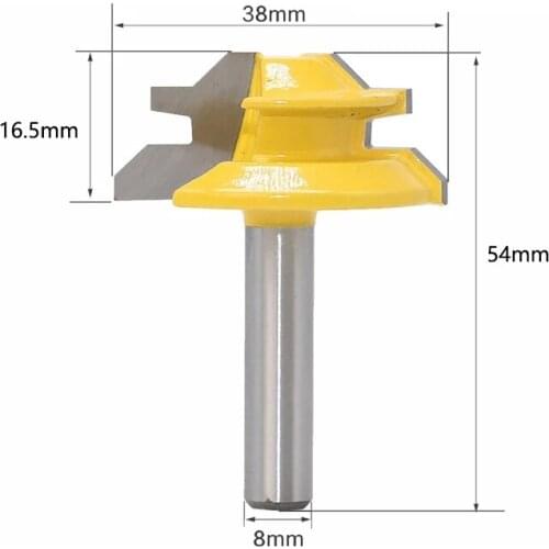 1PC 8mm Shank 45 Degree Small Lock Miter Router Bit Mortise Tenon Knife 3/4" Stock Woodworking Carbide End Mill MC02011