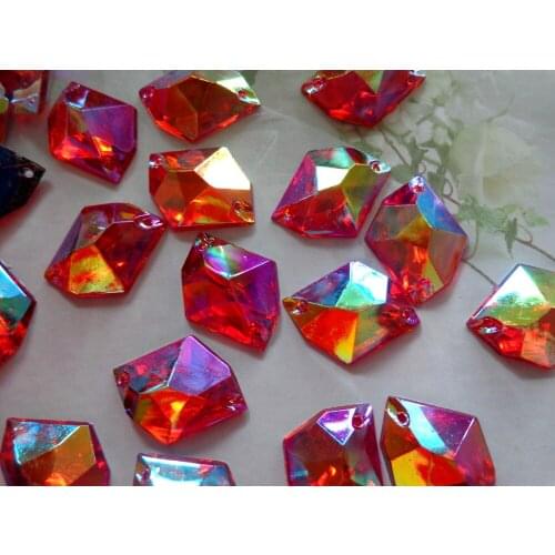 100pcs 21*16mm cosmic shape flatback crystal red sew on rhinestones accessory gemstone strass