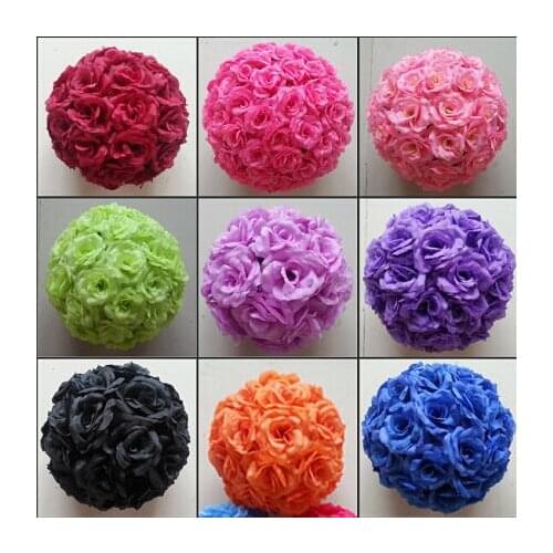 12" 30cm Dia Wedding Theme Artificial Roses Flowers Balls Hanging Kissing Ball Craft Ornament For Wedding Party Decoration