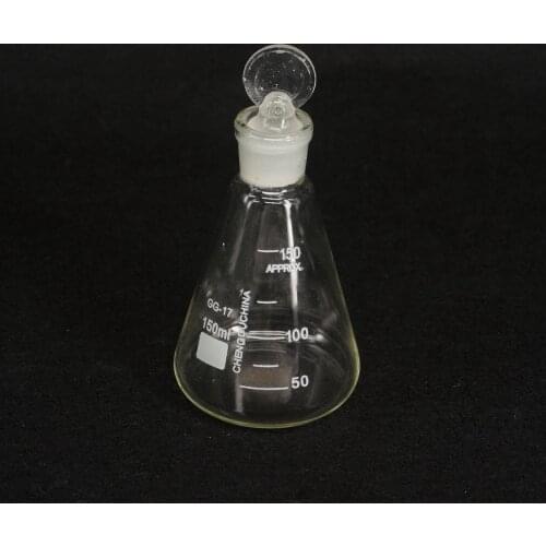 150ml Lab Borosilicate Glass Erlenmeyer Conical Flask with Ground-in Stopper