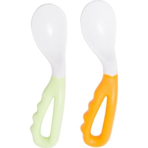 2Pcs/set Baby Pacifier Feeding Spoon Solid Supplies Curved Spoons Baby Learning Food Grade Utensil Children Tableware MBG0390