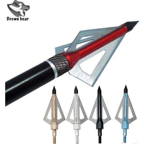 24PCS Outdoor Aluminum 100 Grain Bow Hunting Broadheads 3 Blades Arrowheads Archery Arrowhead For Crossbow Compound Points