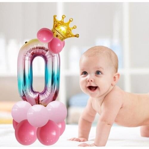 32 inch Number Balloons Anniversaire Wedding Background Decors Supplies Baby Shower Girls Birthday Balls Gradient Digit Globos