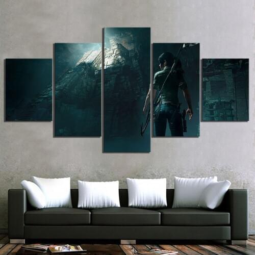 5 Piece Tomb Raider Video Games Poster HD Wall Pictures Lara Croft Poster Pictures Canvas Paintings Wall Art for Home Decor