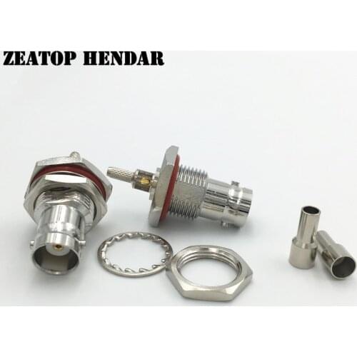 50Pcs Brass BNC Female with Nut Bulkhead Window Crimp Solder for LMR100 RG316 RG174 RG178 RF Coaxial Cable Adapter Connector