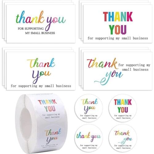 50 Pcs/pack Thank You for Supporting My Small Business Card Label for Shop, Flower Shop, Small Business Packaging Gift Bag Card