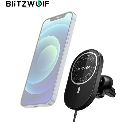 BlitzWolf BW-CW4 15W Car Magnetic Wireless Charger Car Phone Holder for iPhone 12 for iPhone 12 / 12 Mini / 12 Pro / 12 Pro Max