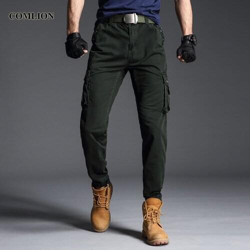 COMLION Big Size Cargo Pants Casual Cotton Work Trousers New Style Long Pants with Multi Pocket Solid Color Military Style F42