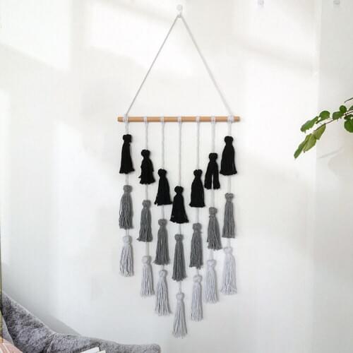 Black White Grey Tassels Tapestry Home Decor Simple Room Decoration with Nail Bohemia Wedding Accessories Gift T188