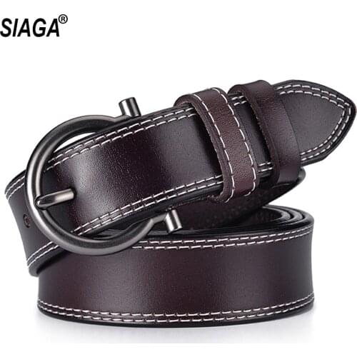 Brand Name Womens Geometric Pin Buckle Metal Belts Fashion Design Genuine Leather Female Belt 2.8cm Wide 2020 FCO065