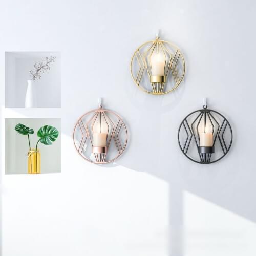Geometric Candle Holder Nordic Style Iron Wall Mounted Metal Candlestick Home Decor Crafts Wedding Party Decoration Ornaments