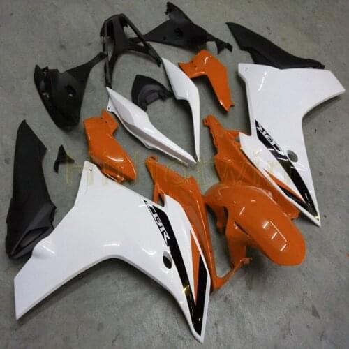 Custom motorcycle body kit for CBR600F 2011-2013 CBR 600F ABS Plastic Fairing+Botls+Injection mold white orange