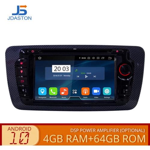 JDASTON Octa Cores Android 10.0 Car DVD Player For Seat Ibiza 2012 2013 2014 2015 Multimedia GPS Navigation Radio 4G+64G Stereo