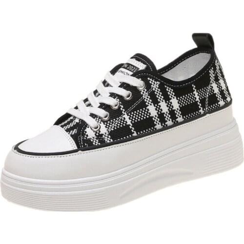 Womens Chunky Sneakers Thick Bottom Platform Vulcanize Canvas Shoes Fashion Breathable Casual Running Shoe For Woman Female