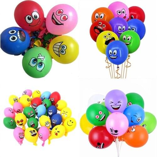 10pcs 12-inch variety of smiley face latex balloons birthday party decoration balloon expression symbol childrens toys happy