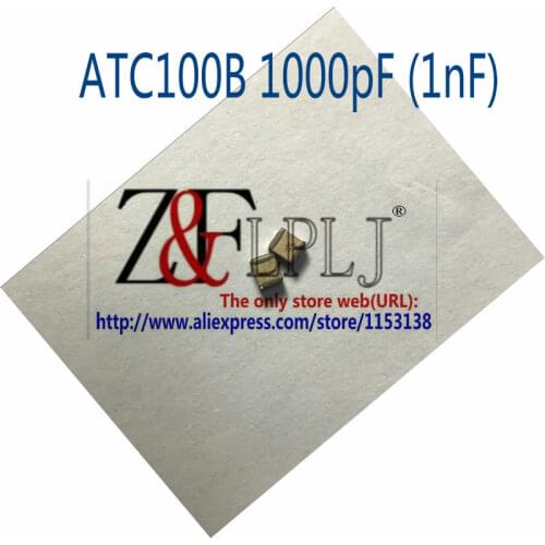 ATC100B102JT50XT ATC100B Series High-Q Multilayer Porcelain Capacitor 1000pF 50V (1nF 50V) / TA102M 102K a102J USED 20pcs/lot