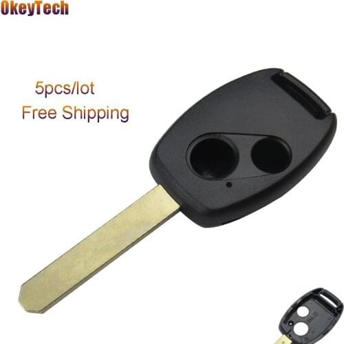 OkeyTech 5pcs/lot For Honda Accord 2003-2007 Civic CRV Pilot Replacement 2 Buttons Remote Uncut Blade Car Key Shell For Honda