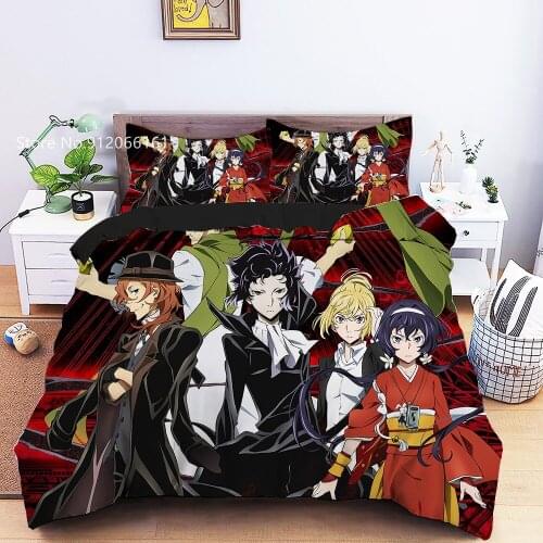 3D Print Bungou Stray Dogs Duvet Cover Pillowcases Twin Full Queen King Size Bedding Set Japan Anime Bed Linens Home Textile