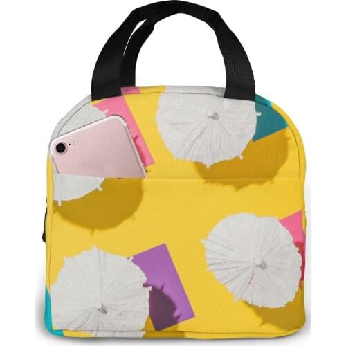 Portable Lunch Bag Sand Beach With Sun Umbrellas Insulated Box Tote Cooler Bag Bento Pouch Lunch Container Food Storage Bag