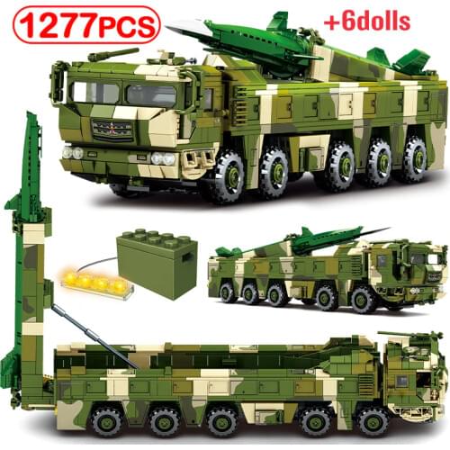 City WW2 Ballistic Missile Trucks Model Bricks Military Battle Army Car Vehicle Building Blocks Figures Toys For Children Kids