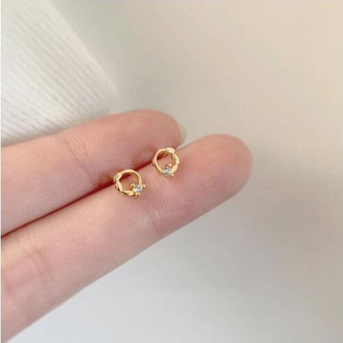 Simple Cute Round Flower Exquisite Stud Earrings For Women Student Trend Jewelry Birthday Party Gifts SAE559