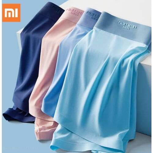3pcs Xiaomi Mens Panties Man Shorts Boxers Underwear Flat Pants Ice Silk Comfortable Male Underpants Seamless Large Size Pants