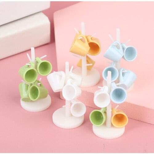 1PCS Dining Room Bar Furniture Decoration Without Cup Mini Dollhouse Wine Cups Wooden Rack Stand Holder Doll House Miniature