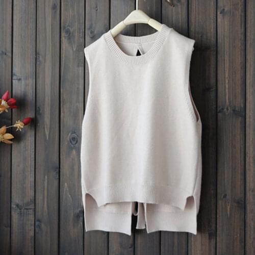 Women Spring Autumn Loose Casual Korean Style Knitted Vests Female Sleeveless Shrug Sweaters Ladies Solid Pullovers Z104