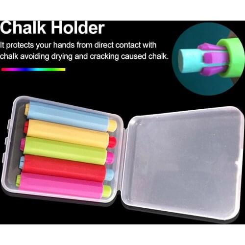 5pcs Hard Case Colourful Protective Clip Non-toxic Stationery Drawing Chalk Holder Storage Health Teacher Children School Office