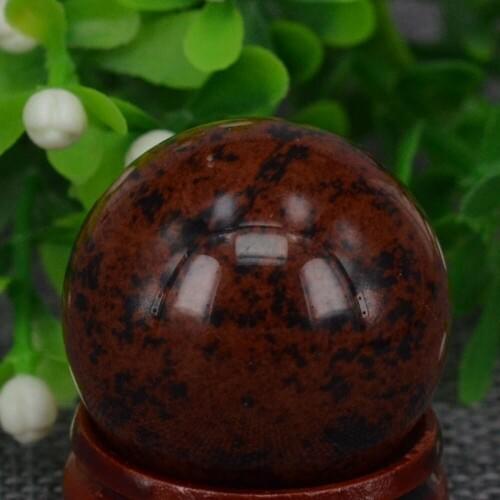 1.2")30MM Natural Gemstone Red Mahogany Obsidian Sphere Crystal Globe Ball Chakra Healing Reiki Stone Carving Crafts,Minerals