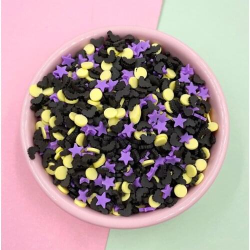100g/lot Halloween Mixed Bat Star Polymer Slices Hot Clay Sprinkles for Crafts Making DIY Slime Filling Accessories Decoration
