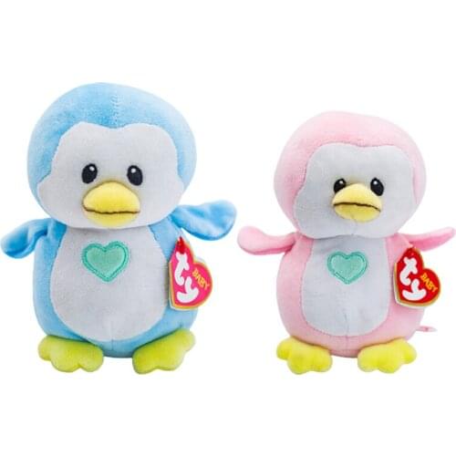 15CM Ty Beanie Big Eye Baby Series Soft Pink Blue Penguin Stuffed Plush Animals Doll Girl Christmas Birthday Gift Kids Toys