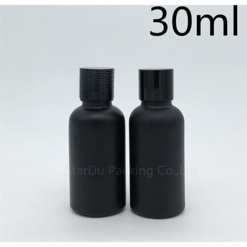 240pcs 30ML Black Frosted Glass Bottle Vials Essential Oil Bottle with black screw cap 30cc Perfume bottles