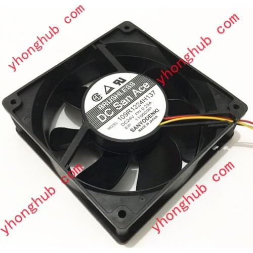 SANYO DENKI 109R1224H137 DC 24V 0.25A 3-wire Server Cooling Fan