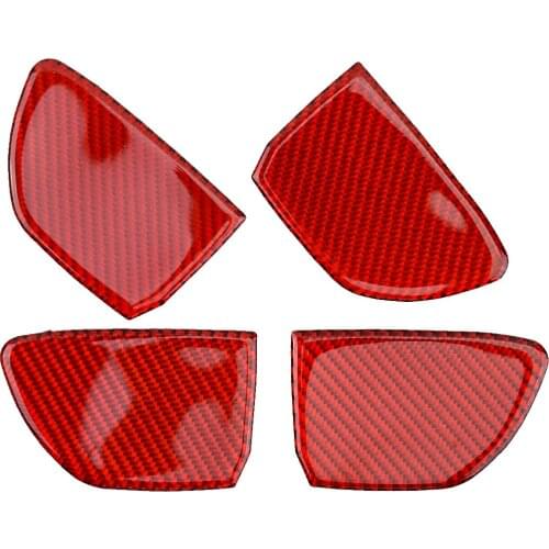 4Pcs/Set Car Red Inner Door Handle Bowl Cover Trim Carbon Fiber Fit For Infiniti Q50 Q60 2014 2015 2016 2017 2018 2019
