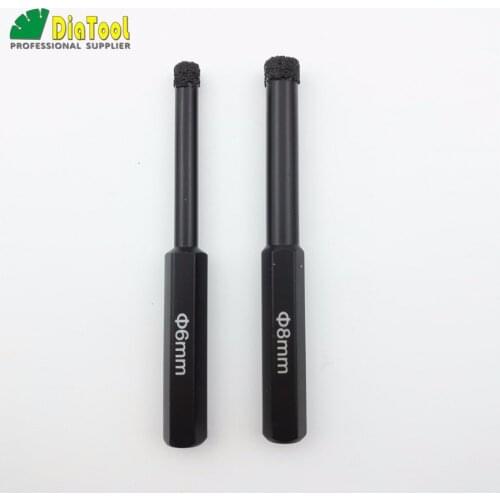 DIATOOL 1 set/2pcs Hexagon Shank Diamond Wet Drill Bits 6mm+8mm for Drilling Masonry Concrete Ceramic Core Bits Drilling bits