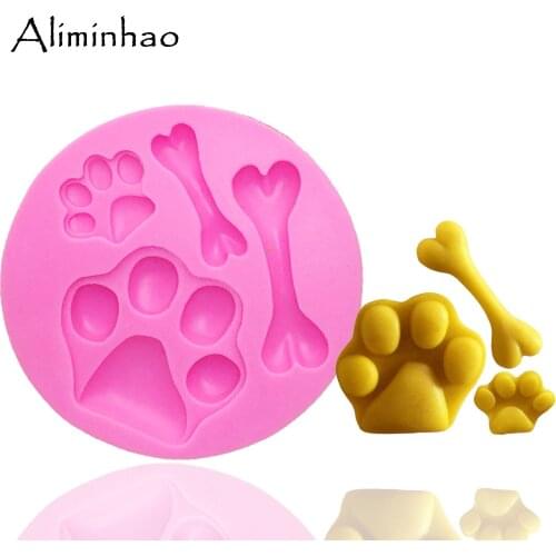 B0199 Dog footprints and bones shape for cake dessert Sugarcraft Silicone mould chocolate fondant cake decorating tools