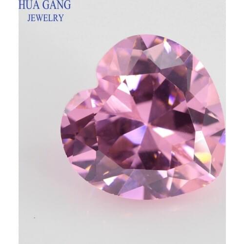5A Pink Heart Shape Cubic Zirconia Brilliant Cut Loose CZ Stone Synthetic Gems Beads For Jewelry Size 2x2-16x16mm Free Shipping