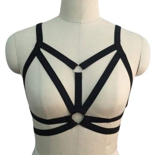 Free shipping2016 Black time to stocking harness Sexy lingerie bondage harness cage bra Harajuku Gothic Exotic Apparel cage bra