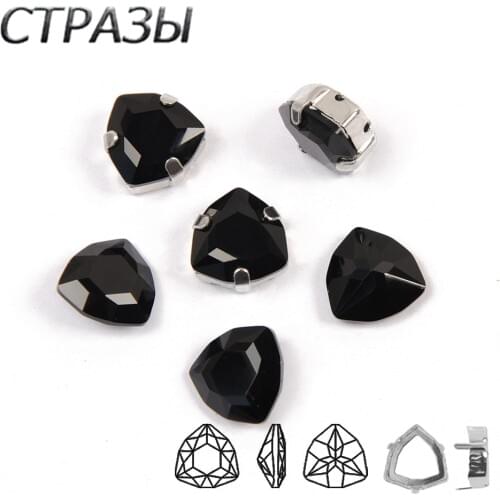 Black pointback Strass Sew on rhinestones Sewing glass crystal Fat Trilliant shape rhinestone diy clothing Craft Art Accessories
