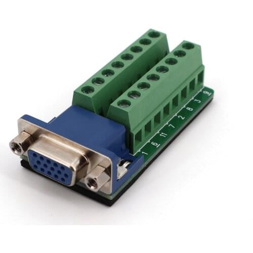 D-SUB DB15 VGA Female 3 Row 15Pin Plug Breakout PCB Terminals Board Adapter Connector