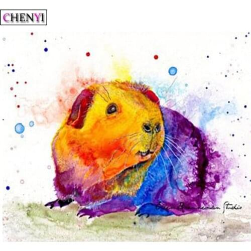 CHENYI 5D Diy Diamond Painting Guinea Pig Mosaic Picture Cross Stitch Animal Mouse Diamond Embroidery Full Square Drill Decor