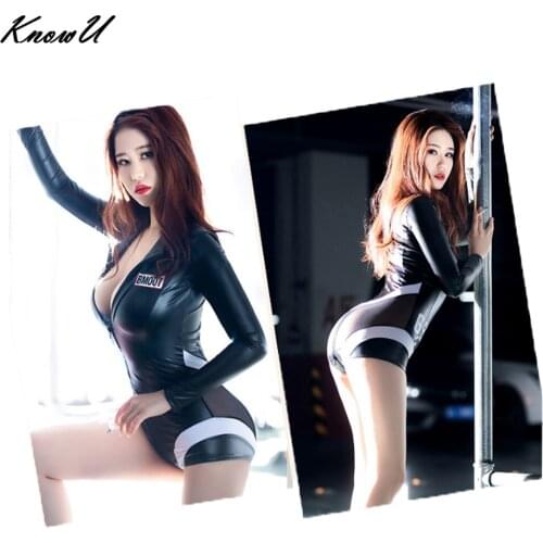 KnowU Women Open Crotch with Zipper Bodysuit Zentai Adult Fancy Costume Crossdresser Transgender