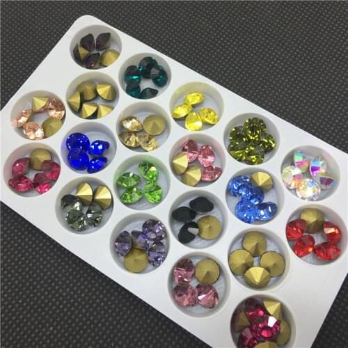 TopStone Multi Colors Pointed Back Round Crystal Fancy Glass Chatons 6mm 8mm 10mm For Jewelry Accessory