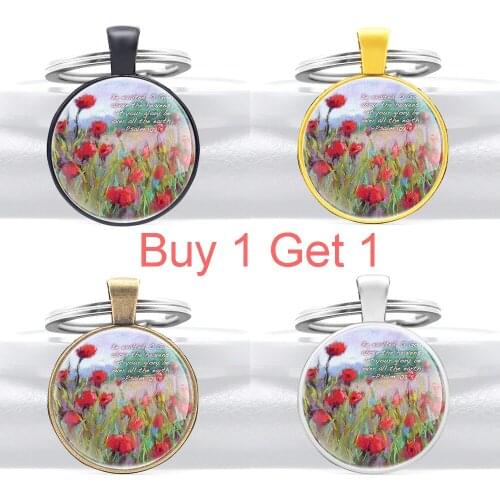 Buy 1 Get 1 Bible Verse Quotations Flowers Glass Cabochon Key Chain Christ Men Women Key Rings