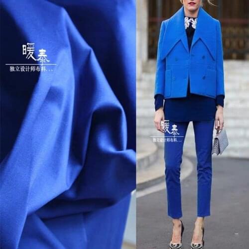 High Counts Cotton Fabric Micro Elastic Sapphire Blue DIY Jacket Casual Clothes Suits Coat Pants Dress Designer Fabric