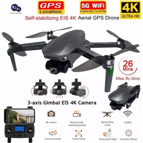 Drone 4k Profesional 3-Axis Gimbal 4K HD Camera 5G Wifi FPV GPS Drones Brushless Quadcopter Flight Time 26 Minutes
