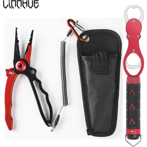 LINNHUE Aluminum Alloy Fishing Pliers Multifunctional Hooks Remover Line Cutter Split Lure Rings Fishing Holder Tackle Pliers