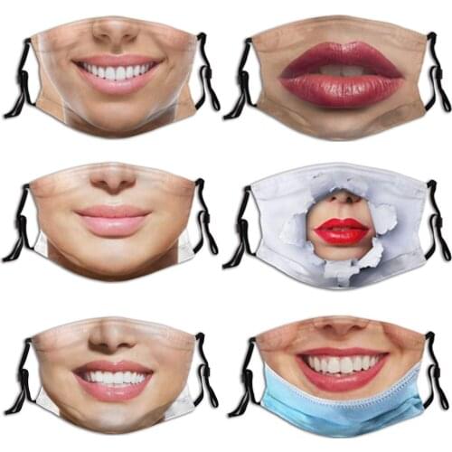 Hot Beauty Funny Expression Adult Masks for Women Men Unisex PM2.5Filter Dust-proof Breathable Washable Protection Fashion Mask